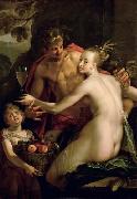 Hans von Aachen Bacchus, Ceres and Amor. oil painting
